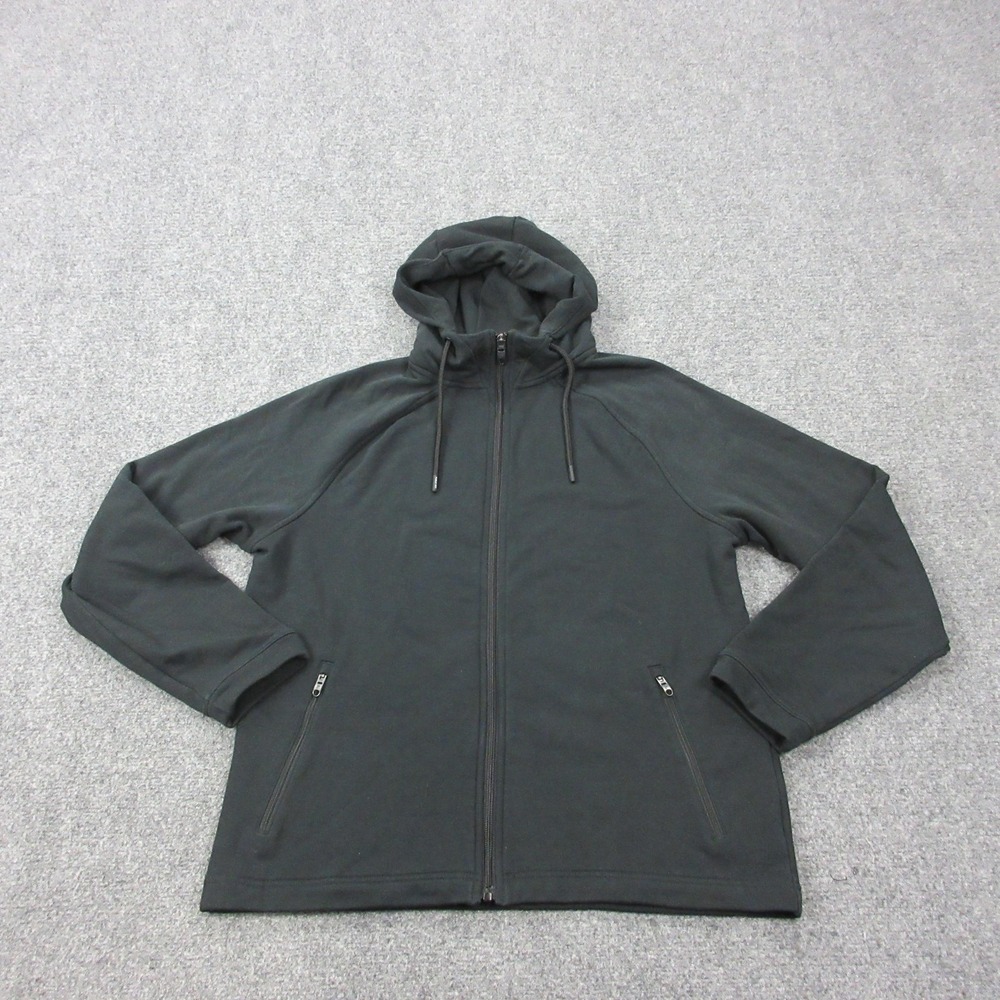 Public Rec Hoodie Mens Medium Gray Full Zip Sweatshirt Stretch Zip Pockets Logo